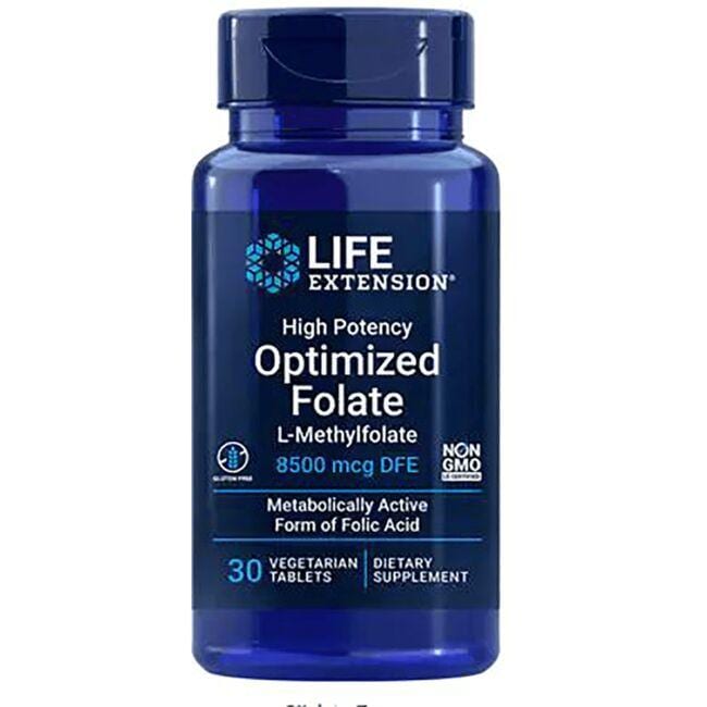 Life Extension High Potency Optimized Folate L-Methylfolate Vitamin 8500 mcg Dfe 30 Veg Tabs