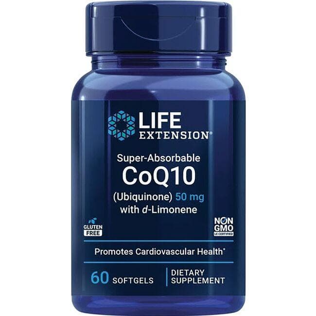 Life Extension Super Absorbable Coq10 (Ubiquinone) with d-Limonene Supplement Vitamin | 50 mg | 60 Soft Gels