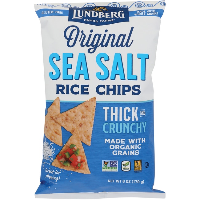 Lundberg Family Farms Оригинальные рисовые чипсы с морской солью, 6 унций, упаковка