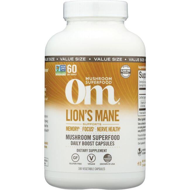 Organic Mushroom Nutrition Lions Mane - Superfood Daily Boost Capsules Vitamin | 2000 mg | 180 Veg Caps