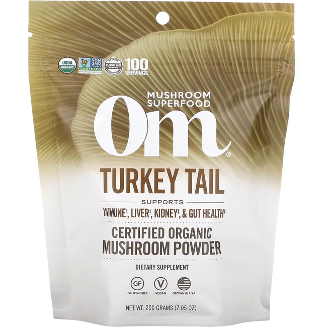 Organic Mushroom Nutrition Порошок из турецких хвостовых грибов 7,05 унций Pwdr