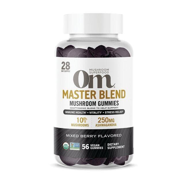 Organic Mushroom Nutrition Master Blend Gummies - Mixed Berry Vitamin | 56 Vegan Gummies