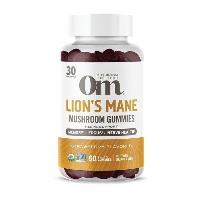 Organic Mushroom Nutrition Lions Mane Gummies - Strawberry Vitamin | 60 Vegan Gummies
