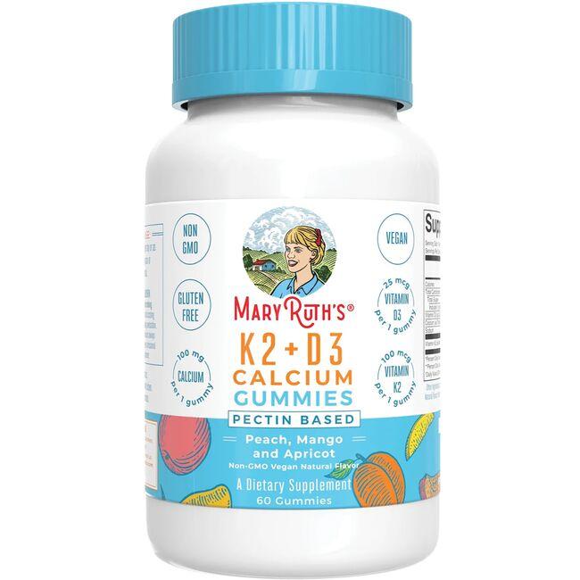 Mary Ruths K2 + D3 Calcium Gummies - Peach, Mango & Apricot Vitamin 60 Gummies
