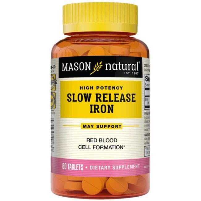 Mason Natural High Potency Slow Release Iron Vitamin | 50 mg | 60 Tabs