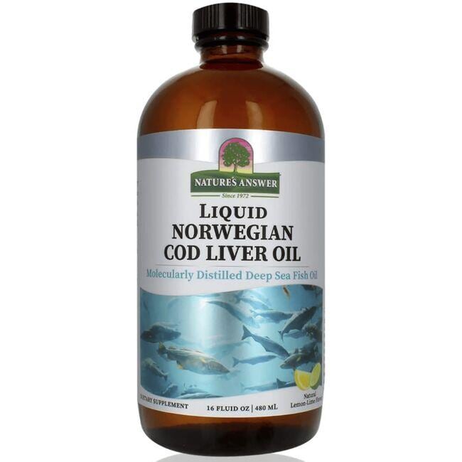 Natures Answer Liquid Norwegian Cod Liver Oil - Lemon-Lime Supplement Vitamin 16 fl oz Liquid