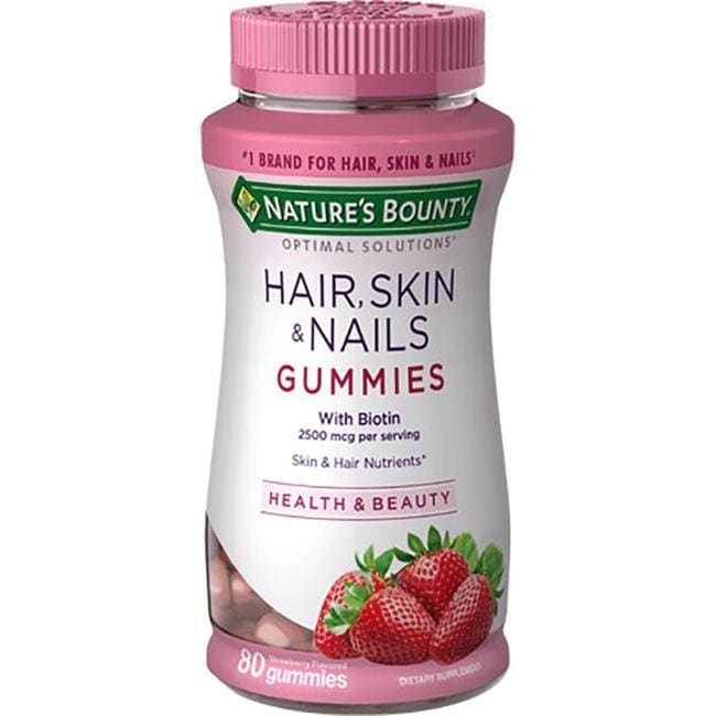 Natures Bounty Hair, Skin & Nails Gummies - Strawberry Vitamin 80 Gummies