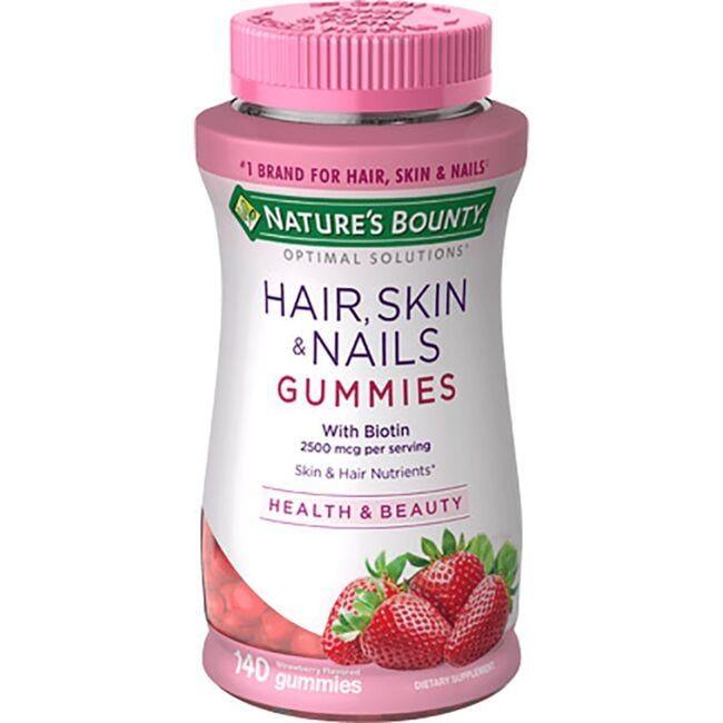 Natures Bounty Hair, Skin & Nails Gummies - Strawberry Vitamin 140 Gummies