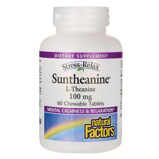 Natural Factors Stress Relax Suntheanine L-Theanine Supplement Vitamin | 100 mg | 60 Chewables