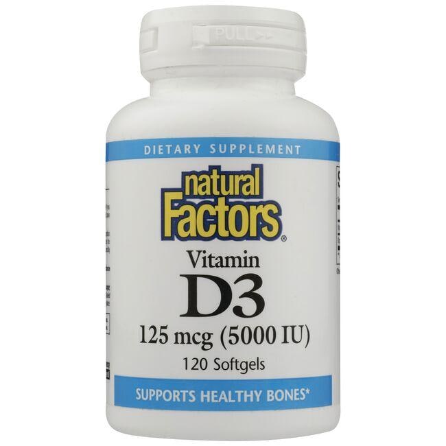 Natural Factors Vitamin D3 | 125 mcg | 120 Soft Gels