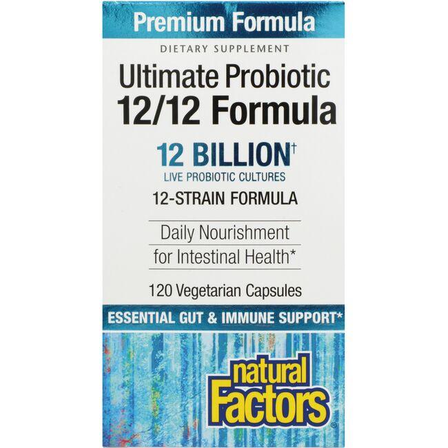 Natural Factors Ultimate Probiotic 12/12 Formula Supplement Vitamin 12 Billion CFU 120 Veg Caps