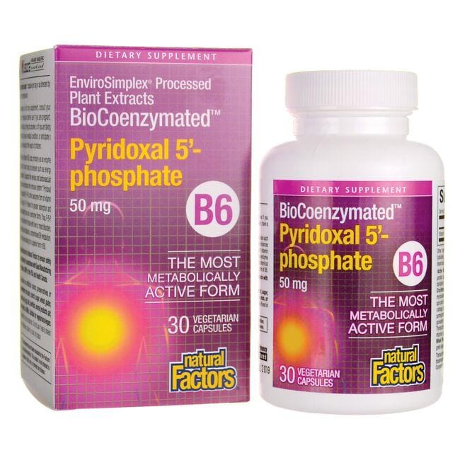 Natural Factors Biocoenzymated Pyridoxal 5-phospahte B6 Vitamin 50 mg 30 Veg Caps