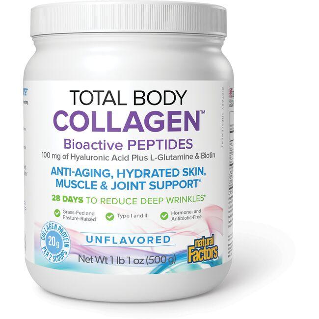 Natural Factors Total Body Collagen Bioactive Peptides - Unflavored Supplement Vitamin | 1 lb | 1 oz Powder