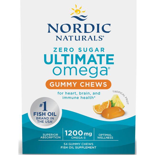 Nordic Naturals Zero Sugar Ultimate Omega Gummy Chews - Tropical Fruit Supplement Vitamin | 54 Gummies