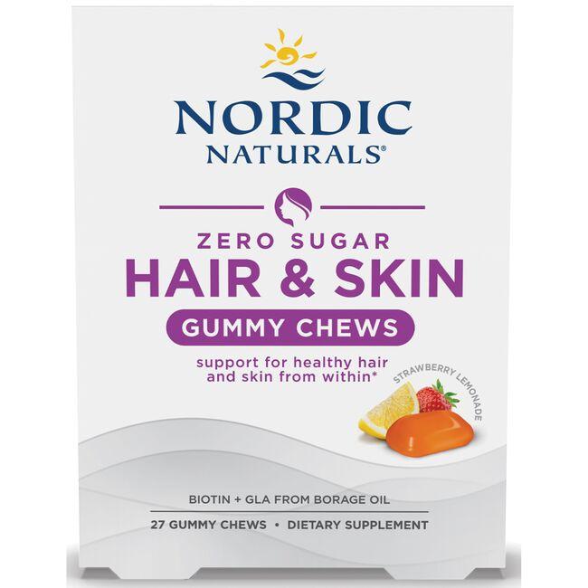 Nordic Naturals Zero Sugar Hair & Skin Gummy Chews - Strawberry Lemonadee Vitamin | 27 Gummies