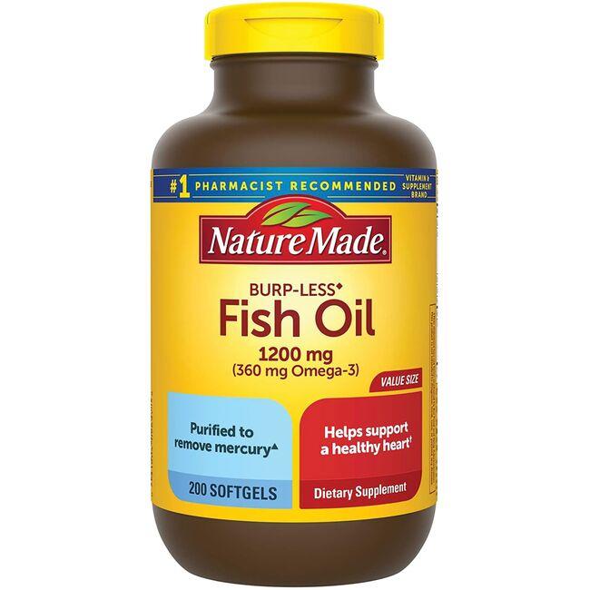 Nature Made Fish Oil - Burp-Less Supplement Vitamin 1200 mg 200 Soft Gels