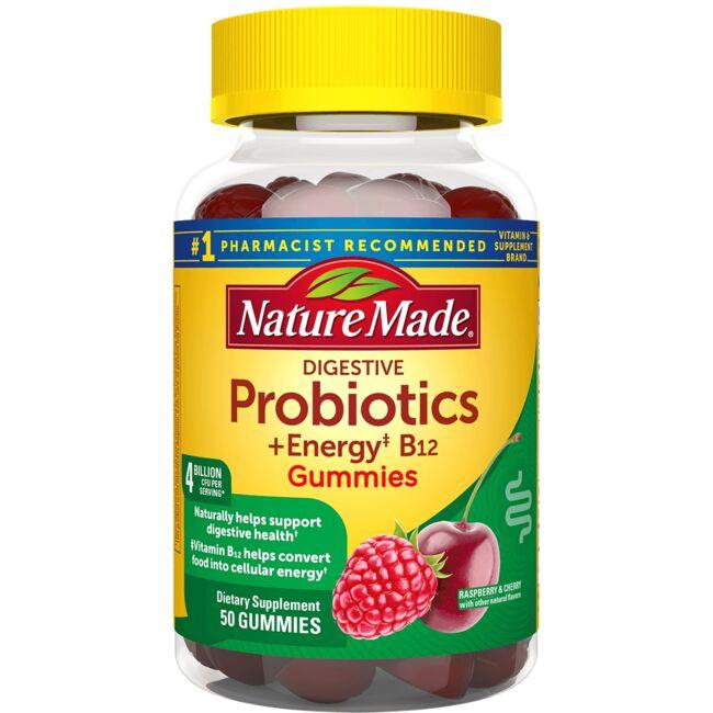Digestive Probiotics + Energy B12 Gummies - Raspberry & Cherry