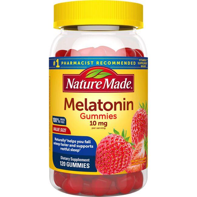Nature Made Melatonin Gummies - Dreamy Strawberry Supplement Vitamin 10 mg 120 Gummies