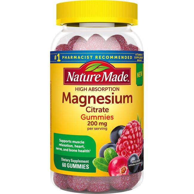 Nature Made Magnesium Citrate Gummies - Mixed Berry Vitamin 200 mg 60 Gummies
