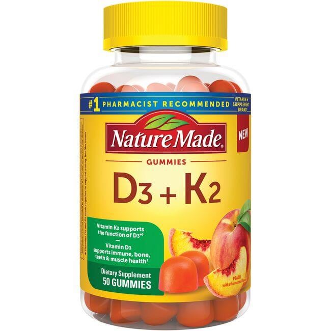 Nature Made Vitamin D3 + K2 Gummies - Peach 50 Gummies - Swanson®