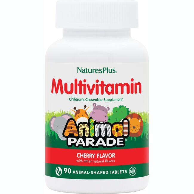 NaturesPlus Animal Parade Childrens Chewable Multi-Vitamin & Mineral - Cherry 90 Chewables Childrens Multivitamins