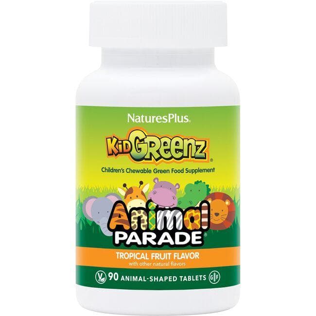 NaturesPlus Animal Parade Kidgreenz - Tropical Fruit Vitamin | 90 Tabs | Childrens Multivitamins