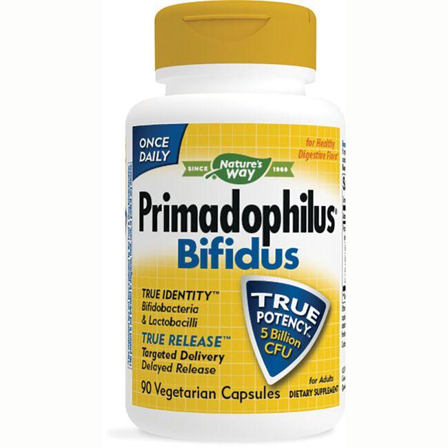 Natures Way Primadophilus Bifidus - For Adults Supplement Vitamin | 5 Billion CFU | 90 Veg Caps | Probiotics
