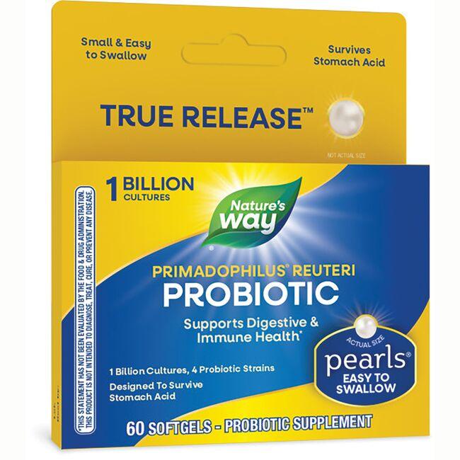 Natures Way Primadophilus Reuteri Pearls Supplement Vitamin | 1 Billion CFU | 60 Soft Gels | Probiotics