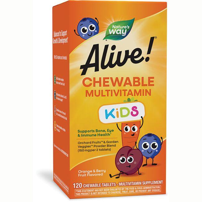Natures Way Alive! Childrens Chewable Multi-Vitamin - Orange+ Berry 120 Chewables Childrens Multivitamins