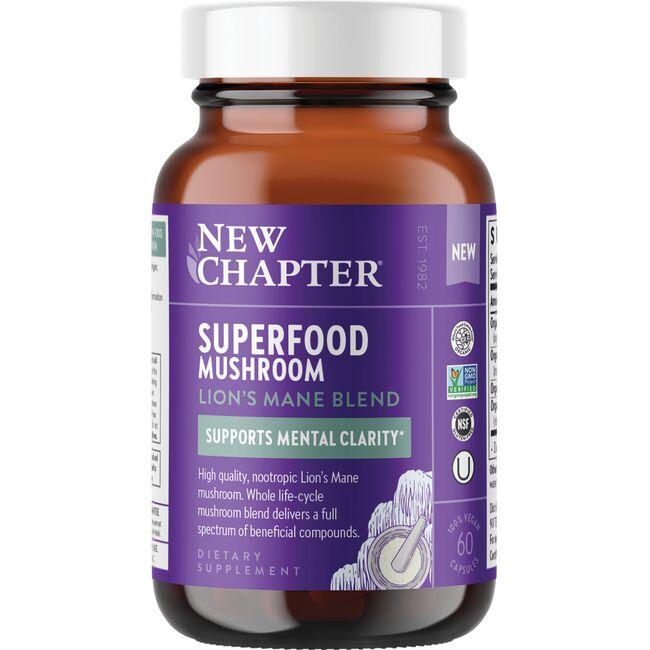 New Chapter Superfood Mushroom Lions Mane Blend Vitamin | 60 Vegan Caps