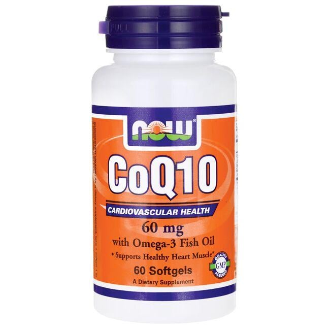 NOW Foods Coq10 60 mg with Omega-3 Supplement Vitamin | 60 Soft Gels