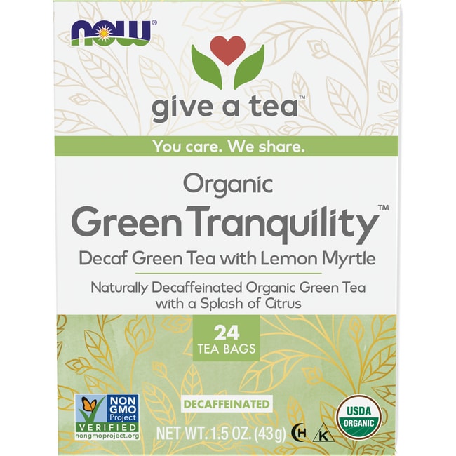 Органический зеленый чай NOW Foods Tranquility - без кофеина, 24 пакета(ов)