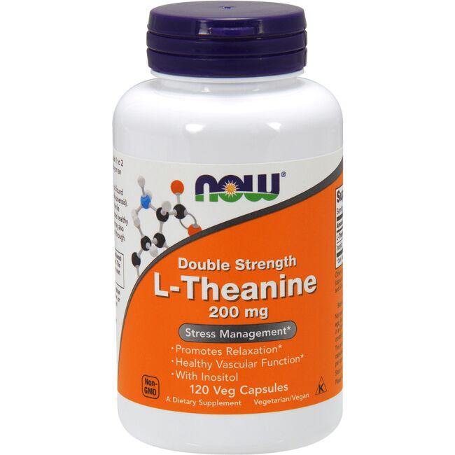 NOW Foods Double Strength L-Theanine Supplement Vitamin 200 mg 120 Veg Caps
