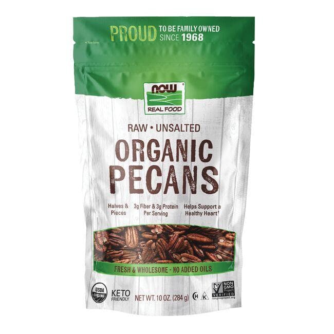 NOW Foods Raw Unsalted Organic Pecans | 10 oz Package