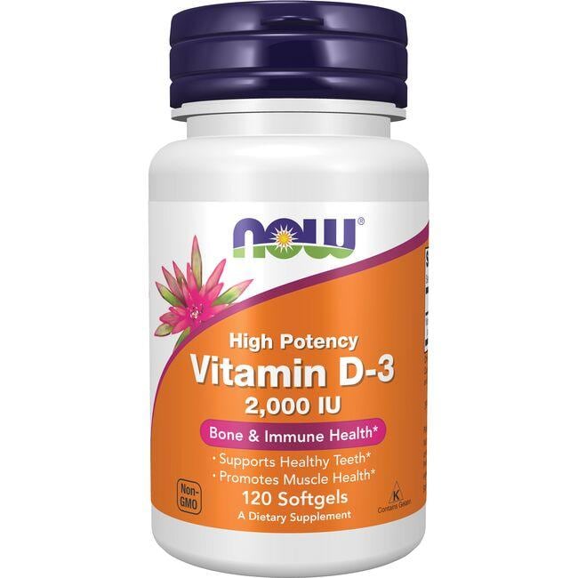 NOW Foods High Potency Vitamin D-3 2000 Iu 120 Soft Gels