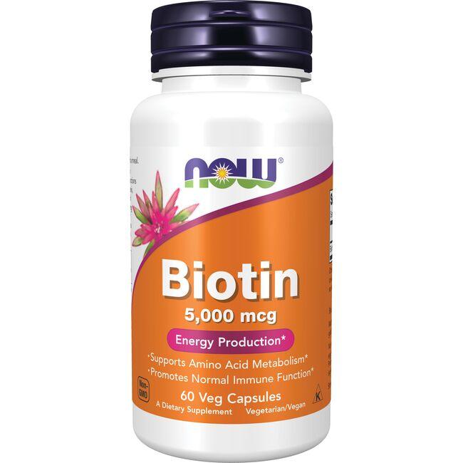 NOW Foods Biotin Vitamin 5000 mcg 60 Veg Caps