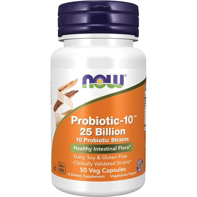NOW Foods Probiotic-10 Supplement Vitamin 25 Billion CFU 50 Veg Caps