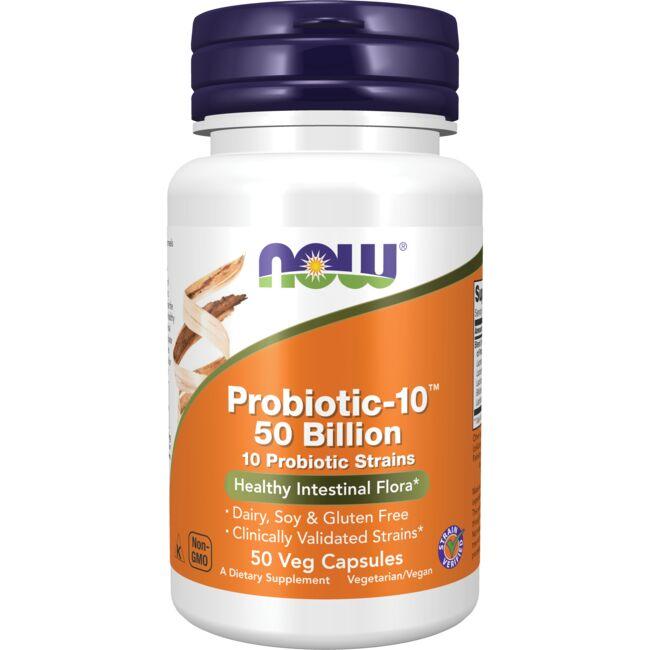 NOW Foods Probiotic-10 Supplement Vitamin 50 Billion CFU 50 Veg Caps