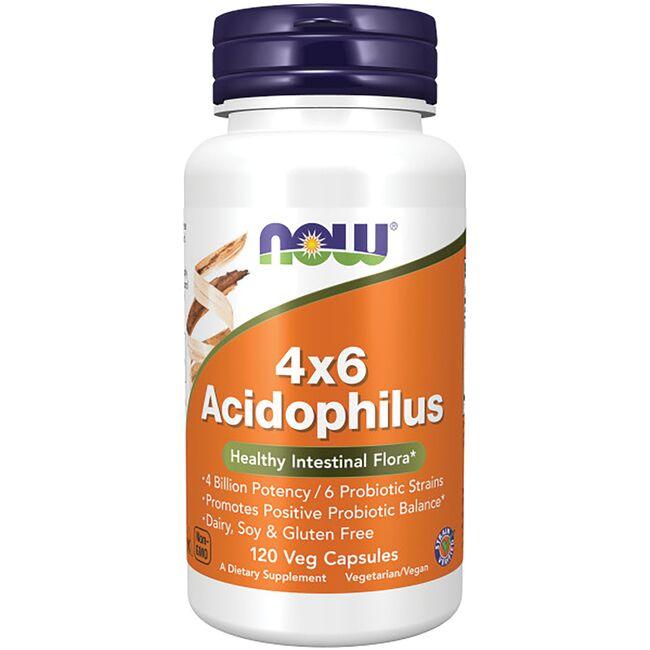 NOW Foods 4X6 Acidophilus Supplement Vitamin 4 Billion CFU 120 Veg Caps Probiotics