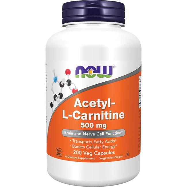 NOW Foods Acetyl-L Carnitine Supplement Vitamin 500 mg 200 Veg Caps