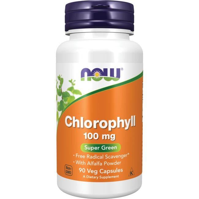 NOW Foods Chlorophyll Supplement Vitamin | 100 mg | 90 Veg Caps