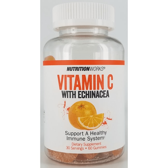 Nutrition Works Витамин C с эхинацеей 60 жевательных резинок