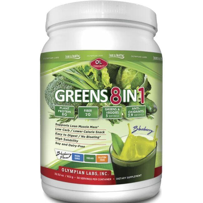 Olympian Labs Greens Protein 8 in 1 - Blueberry Flavor 25.75 oz Powder
