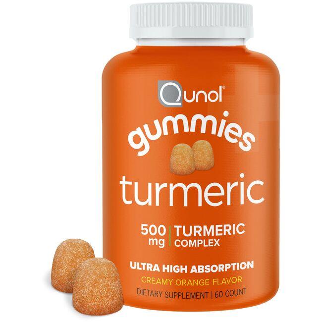 Qunol Turmeric Gummies - Creamy Orange Vitamin | 500 mg | 60 Gummies