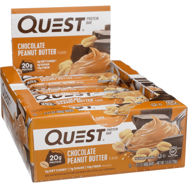 Quest Nutrition QuestBar Protein Bar - Chocolate Peanut Butter 12/2.1 ...