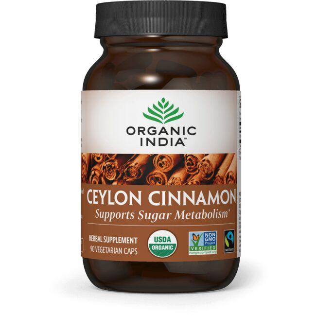 Organic India Ceylon Cinnamon Vitamin | 650 mg | 90 Veg Caps