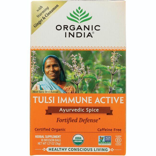 Organic India Tulsi Immune Active Tea - Ayurvedic Spice | 18 Bags