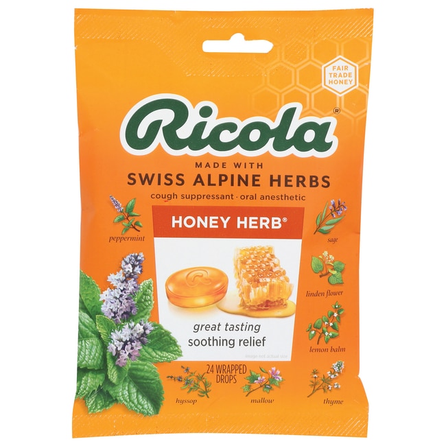 Ricola Капли от кашля для горла - Honey Herb 24 Ct