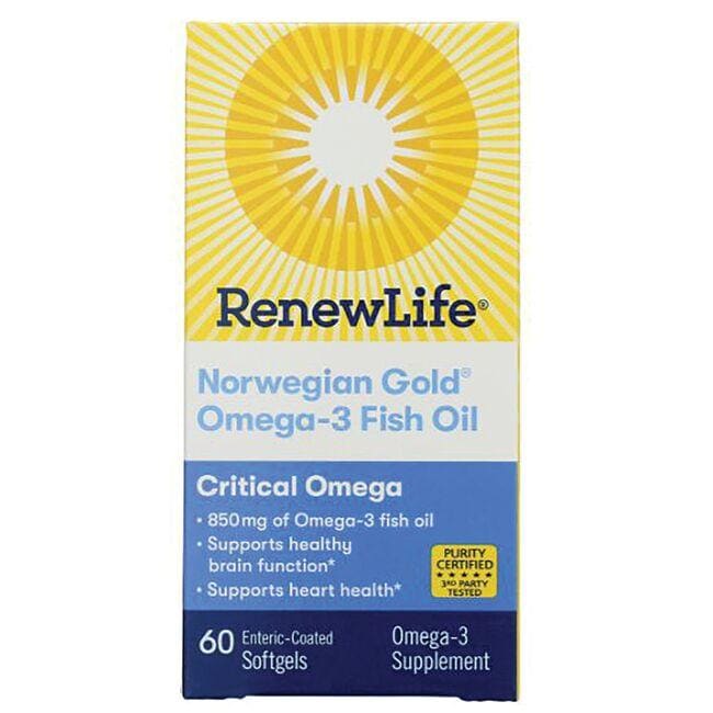 Renew Life Norwegian Gold Omega-3 Fish Oil Supplement Vitamin | 60 Soft Gels