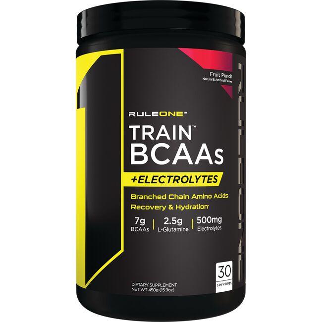 Rule One Train Bcaas + Electrolytes - Fruit Punch Supplement Vitamin | 15.9 oz Powder